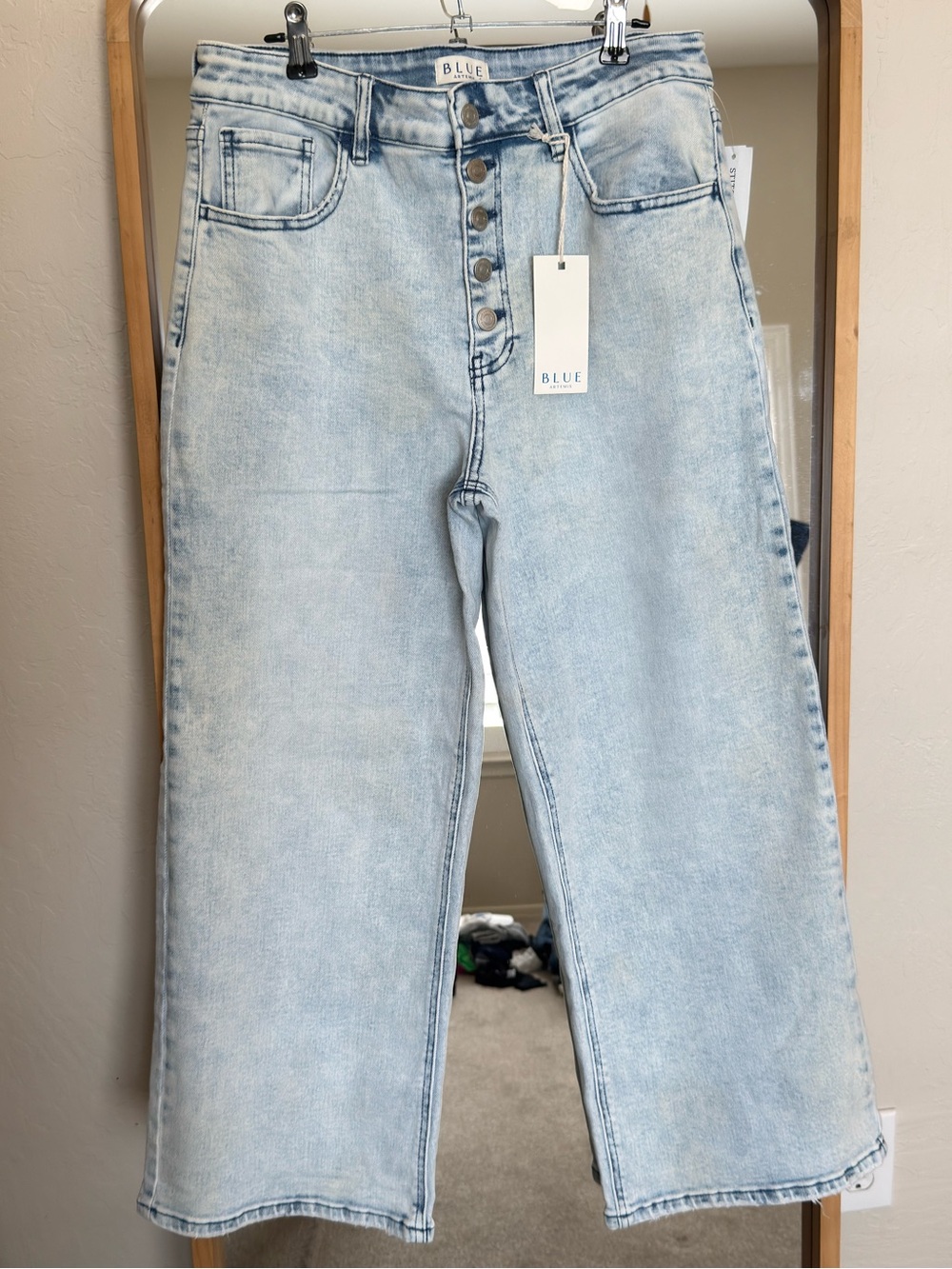 Blue Artemis Light Wash High-Rise Wide-Leg Jeans - Light Blue